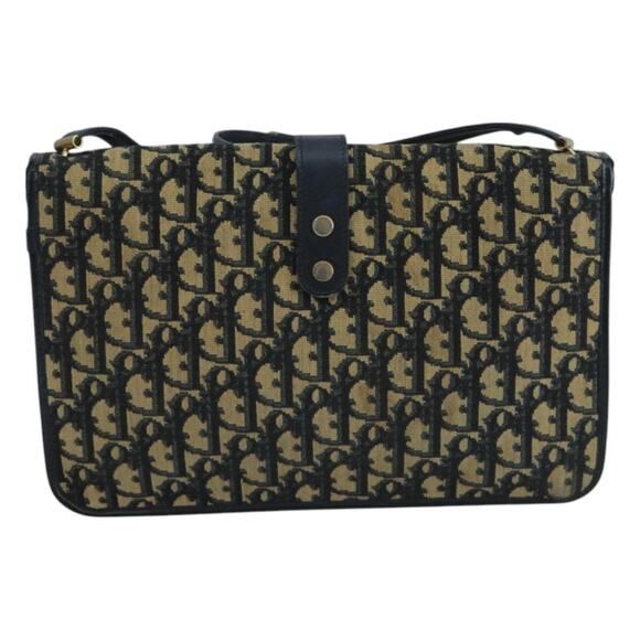 DIOR Trotter Canvas Shoulder Bag Navy Gold - Picture 3 of 12